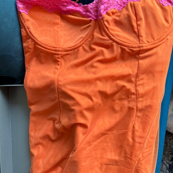 House of CB Aiza Flame Orange Lace Corset Maxi Dress NWT - Picture 9 of 16